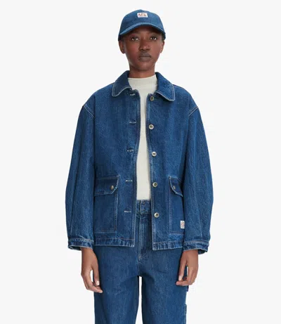 Apc Alys Denim Coat In Ial - Stonewashed Indigo