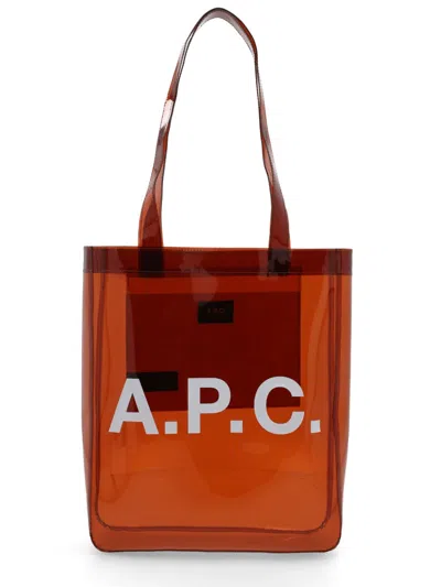 A.p.c. Amber Lou Transparent Glossy Polyurethane Tote Bag In Orange