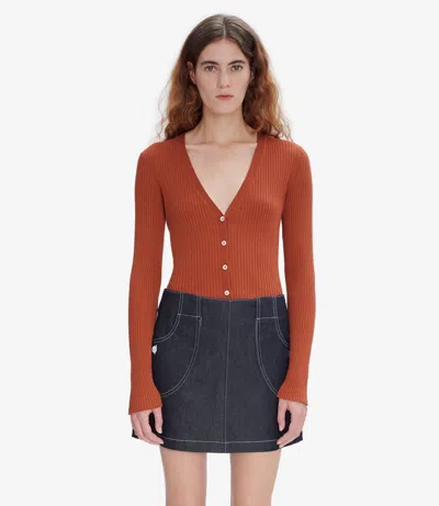 Apc V-neck Organic Cotton Cardigan In Terracotta