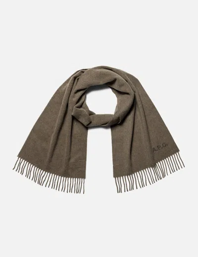 A.p.c. Ambroise Brodée Scarf In Gray