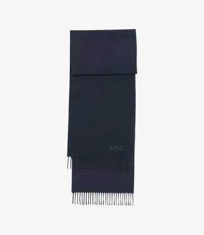 Apc Ambroise Embroidered Scarf One Size Dark Navy In Blue