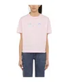 Apc Cotton Crew-neck T-shirt With Front Print In Pink