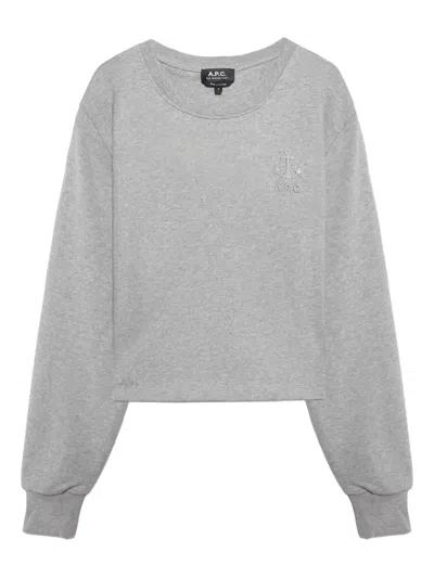 Apc Anchor-embroidered Sweatshirt In Gray