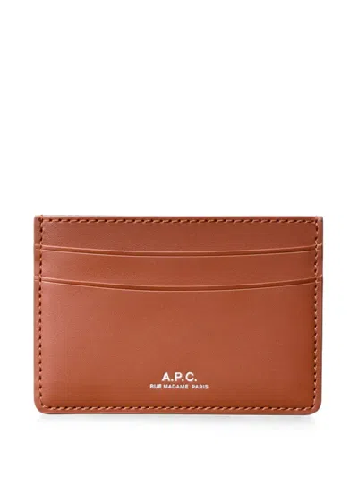 A.p.c. Andre Card Holder In Brown