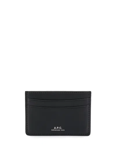 Apc André Embossed Logo Cardholder In Lzz Noir Black