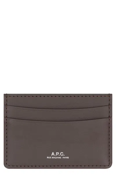 Apc Andre Leather Card Holder In Brown