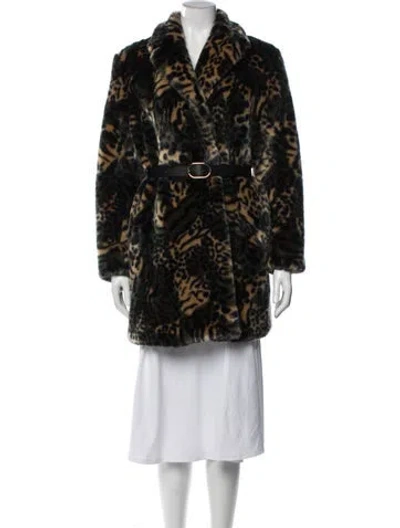 Pre-owned A.p.c. Animal Print Faux Fur Coat In Black