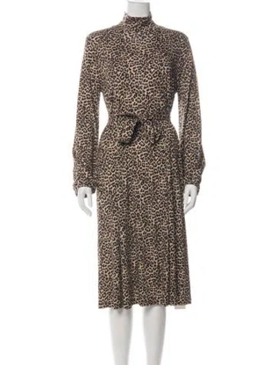 Pre-owned A.p.c. Animal Print Long Dress In Green