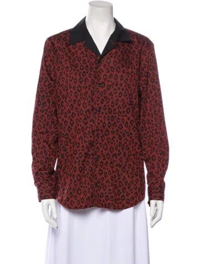 Pre-owned Apc Animal Print Long Sleeve Button-up Top In Red