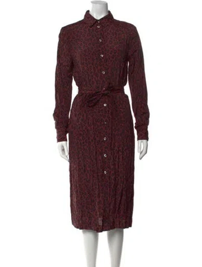 Pre-owned A.p.c. Animal Print Midi Length Dress In Brown