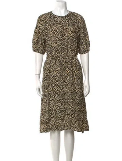 Pre-owned A.p.c. Animal Print Midi Length Dress In Yellow