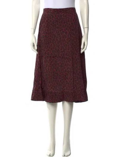 Pre-owned Apc Animal Print Midi Length Skirt W/ Tags In Burgundy