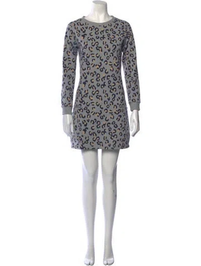 Pre-owned A.p.c. Animal Print Mini Dress In Gray