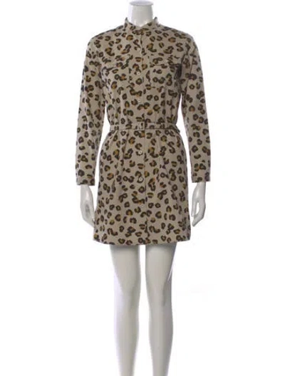 Pre-owned A.p.c. Animal Print Mini Dress In Neutral