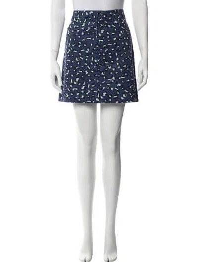 Pre-owned A.p.c. Animal Print Mini Skirt In Black/blue