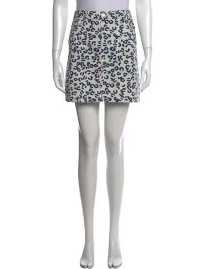 Pre-owned A.p.c. Animal Print Mini Skirt In Green