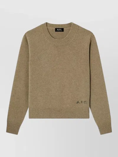 A.p.c. Anna Boxy Cropped Wool Crewneck Sweater In Gray