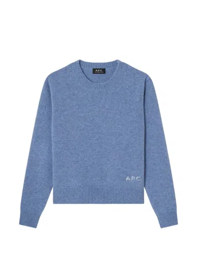 A.p.c. Anna Boxy Wool Sweater In Blue