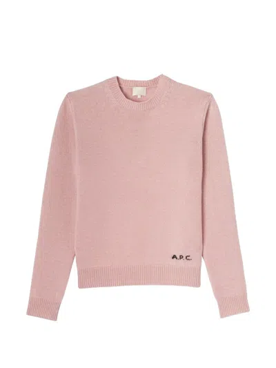 A.p.c. Anna Logo-embroidered Ribbed-trim Sweater In Multi