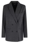 Apc A.p.c. Anthracite Double-breasted Jacket With Check Pattern In Black