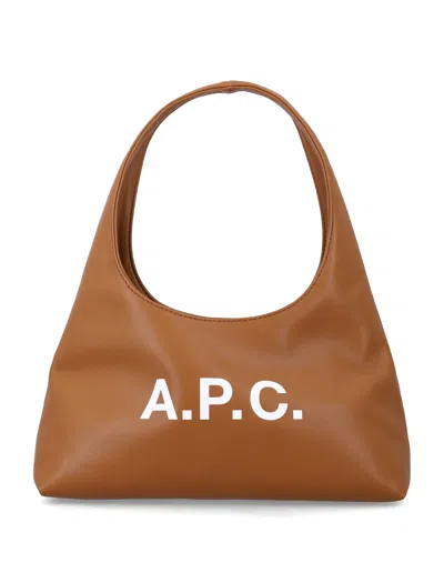 A.p.c. Baby Ninon Logo Printed Shoulder Bag In Brown