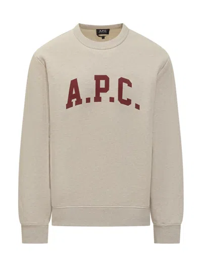 Apc A.p.c. A.p.c. Beige Sweatshirt With Bordeaux Logo In Neutral