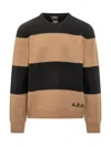 Apc A.p.c. A.p.c. Black And Beige Striped Sweater With Logo In Black