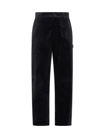 Apc A.p.c. A.p.c. Black Velvet Pants In Blue