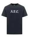 Apc A.p.c. A.p.c. Blue T-shirt With Creative Printed Logo In Blue