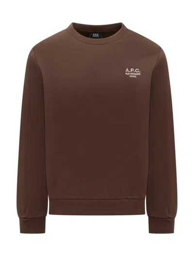 Apc A.p.c. A.p.c. Brown Sweatshirt With White Logo