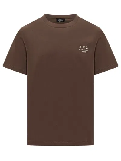 Apc A.p.c. A.p.c. Brown T-shirt With Embroidered Logo