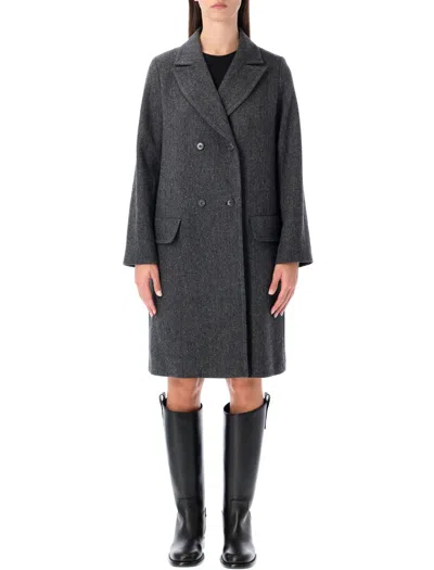 A.p.c. Ginny Wool Double-breasted Coat In Gray