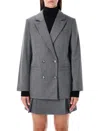 Apc A.p.c. A.p.c. Lucy Double-breasted Wool Blazer In Gray