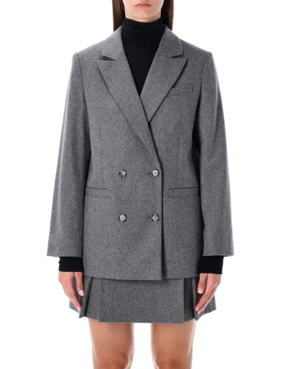 Apc A.p.c. A.p.c. Lucy Double-breasted Wool Blazer In Gray