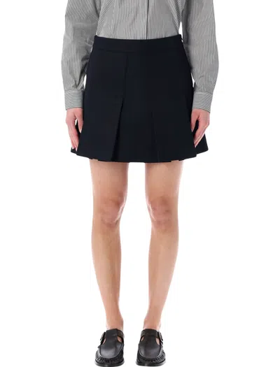 Apc A.p.c. A.p.c. Navy Pleated Skirt In Black