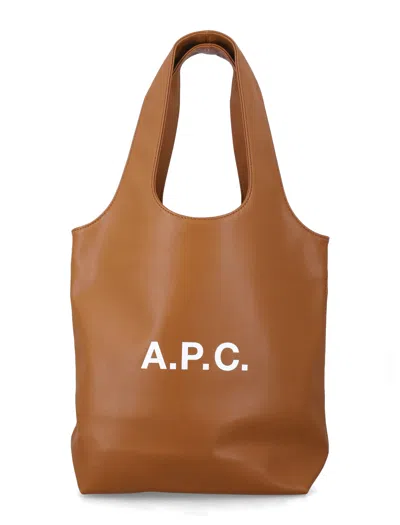 A.p.c. Ninon Black Small Faux Leather Tote In Brown