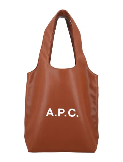 A.p.c. Ninon Black Small Faux Leather Tote In Brown