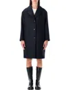 Apc Tailored Minimalist Mid-thigh Coat With Structured Collar In Blue