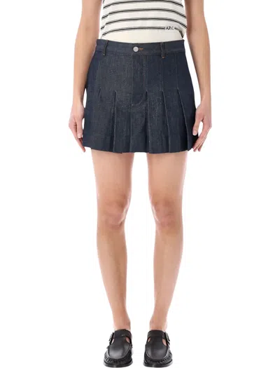 A.p.c. Pleated Denim Mini Skirt In Multi