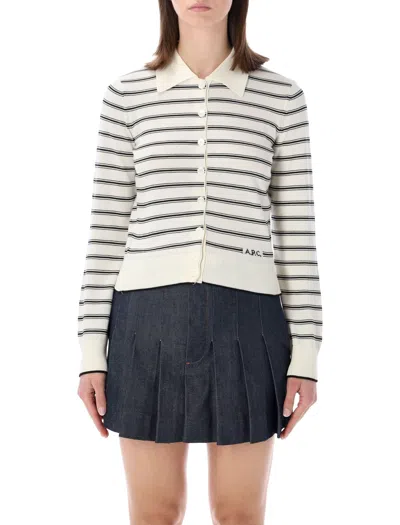 Apc A.p.c. A.p.c. Striped Knit Cardigan In White