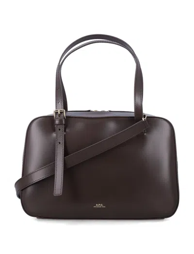 Apc A.p.c. A.p.c. Virginie Leather Box Bag In Brown