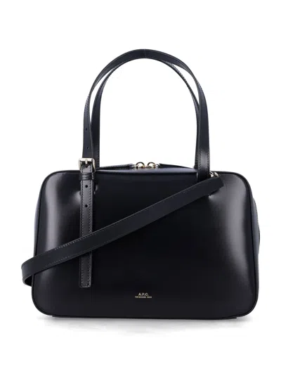 A.p.c. Virginie Leather Box Bag In Black
