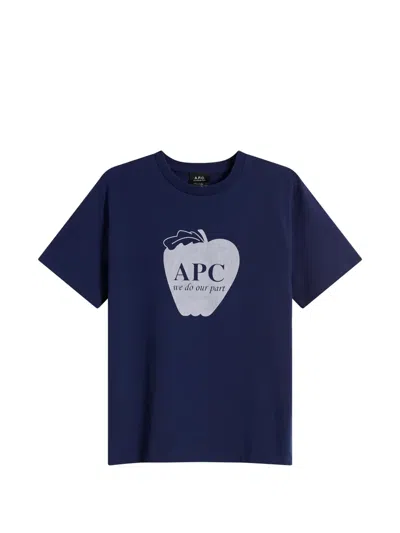 A.p.c. Apple-print T-shirt In Blue