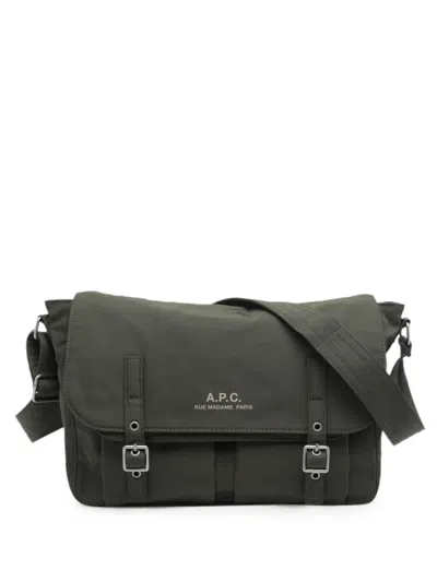 A.p.c. Archive Buckle-fastening Shoulder Bag In Green