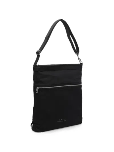 A.p.c. Archive Logo-print Zip-pocket Messenger Bag In Black