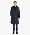 Apc Cappotti Button-fastening Longline Coat In Iak - Dark Navy Blue