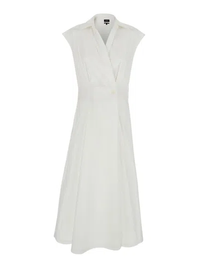 APC ATHENA WHITE SLEEVELESS V-NECK DRESS IN COTTON WOMAN