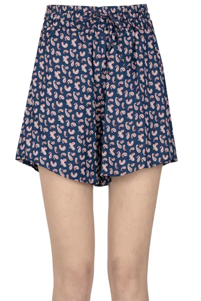 A.p.c. Audrey Printed Satin Trousers In Blue