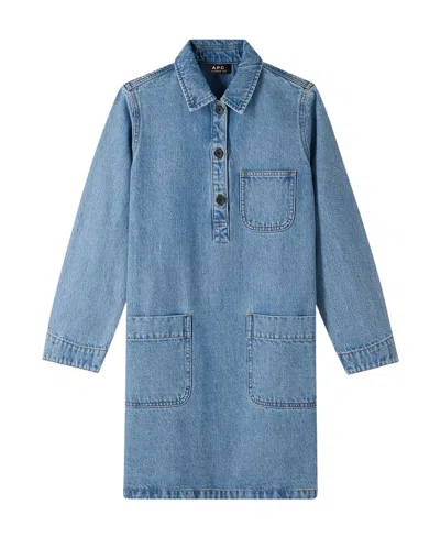 Apc Aurelia Denim Minidress In Blue