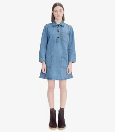 Apc Aurelia Dress 42 Stonewashed Indigo